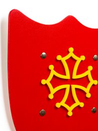 SHIELD HISTORIK L RED WITH OCCITAN CROSS - ST597