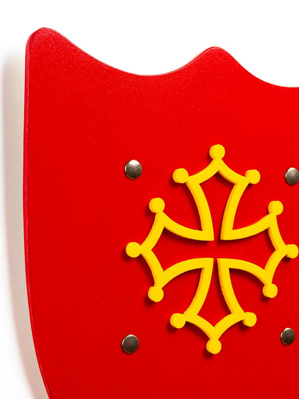 SHIELD HISTORIK L RED WITH OCCITAN CROSS - ST597