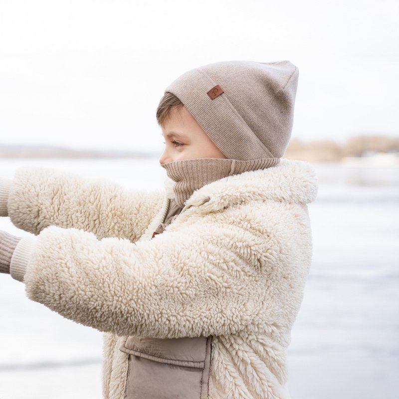 Beanie strikket Merino & Cashmere til børn