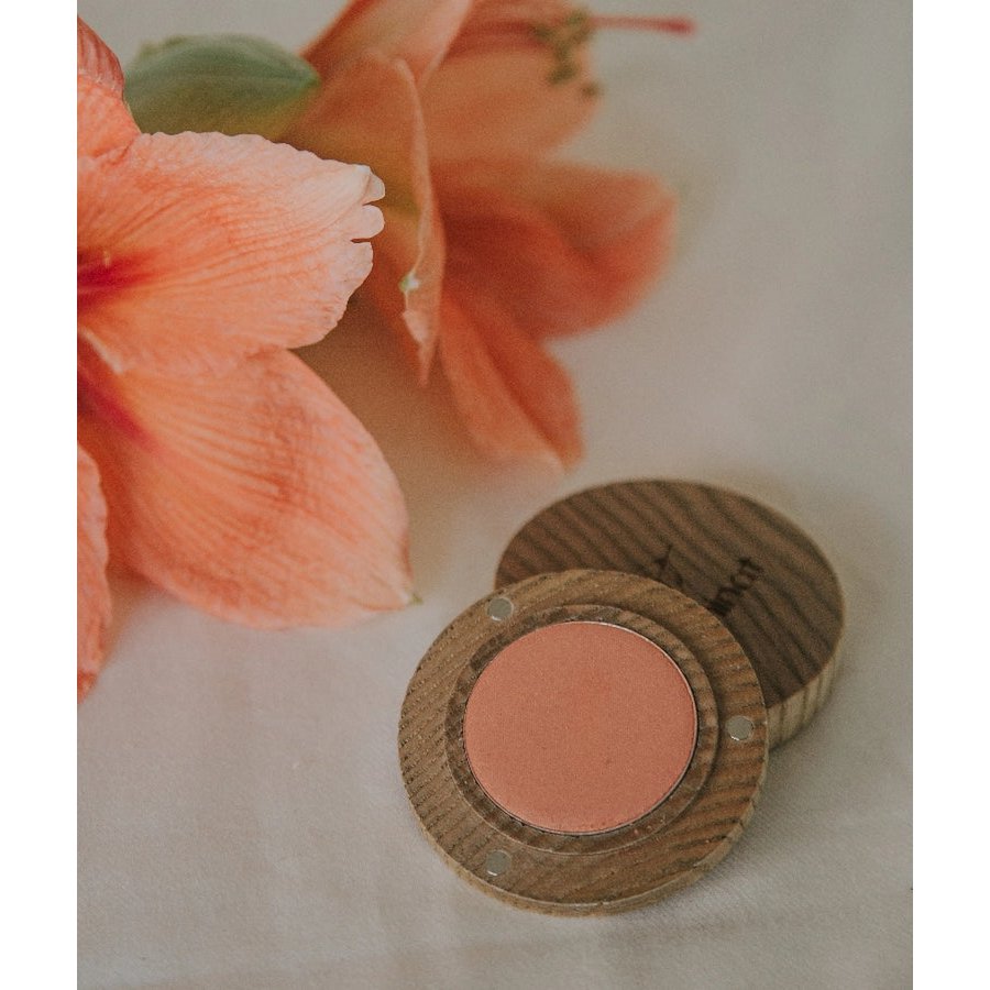 Blush de poudre végétalien - Look naturel et défini, boîtier en bois inclus
