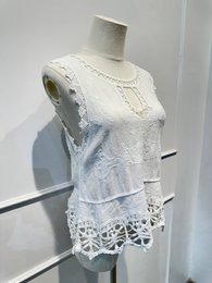 Camiseta sin mangas de encaje bordado - 100% - Made in ITALY