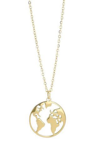 Akzent Halskette mit Weltenbummler-Anhänger, Edelstahl, 43+5 cm, goldfarben