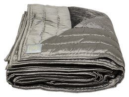 Charcoal grey bedcover with textured pattern, made of soft, durable material. Suitable for a queen-sized bed.