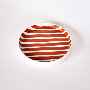 Teller klein Stripes – cotto oranje