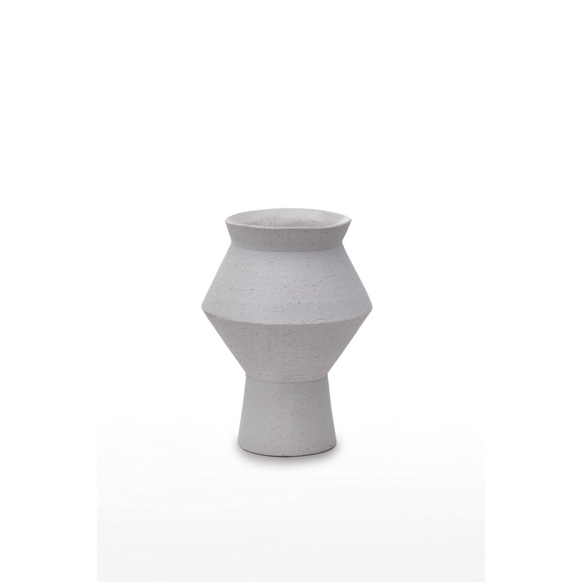 Nowoczesny wazon ceramiczny z surowym białym wykończeniem, kanciasty okrągły kształt, CUZCO 20 biały