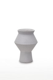 Vaso moderno in ceramica finitura bianco ruvido, forma tonda angolare, CUZCO 20 bianco