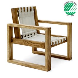A wooden frame chair with a minimalist, modern design. Available in various colors and finishes including natural, white, black, and more. The chair features a slatted backrest and seat for a comfortable and stylish seating option.