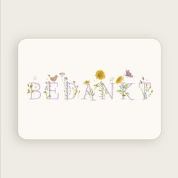 Postkarte (A6) Danke Blumen, Sonnenblume, Vögel, Schmetterling