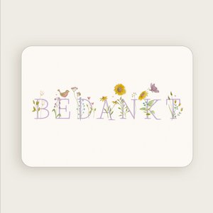 Postcard (A6) Thank you flowers, sunflower, birds, butterfly
