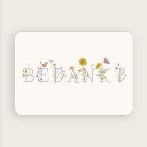 Postcard (A6) Thank you flowers, sunflower, birds, butterfly