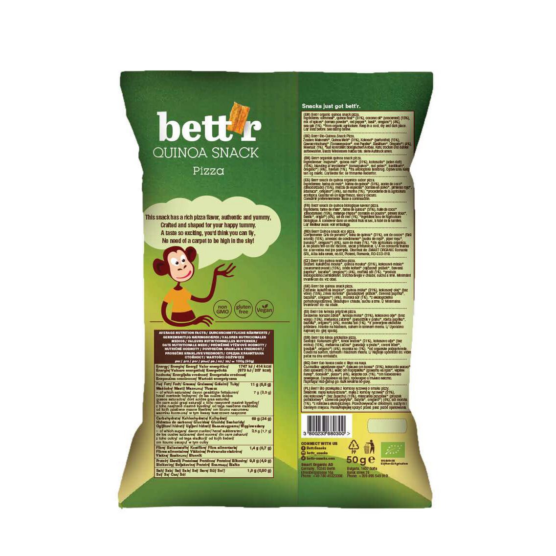 Quinoa Snacks Pizza, organic, Bett'r, 50g