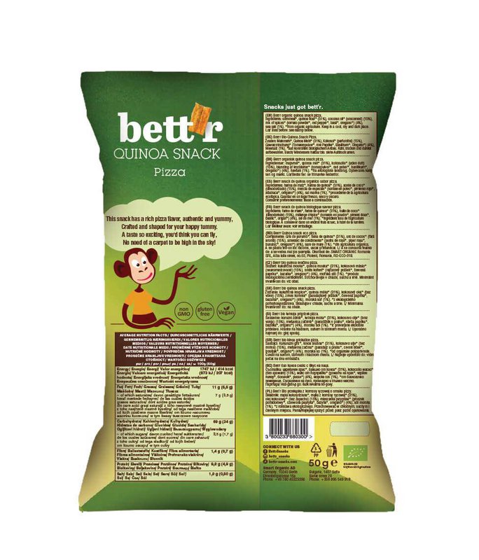 Quinoa Snacks Pizza, organic, Bett'r, 50g