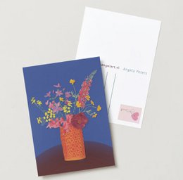 Flot blomster i vase illustration lykønskningskort