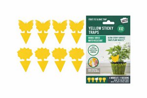 Fruit Flies and Mourning Flies Adhesive Strips - 12 Pieces - Ecological Yellow Flycatcher for Combating Flies