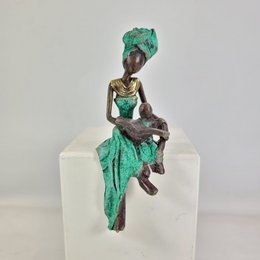 Bronce-Skulptur "Sitting Woman" de Hamed Nikiema | 16 cm | Unkate