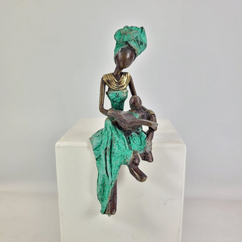 Bronze-Skulptur "Petite femme assise" by Hamed Nikiema | 16 cm | Unikate
