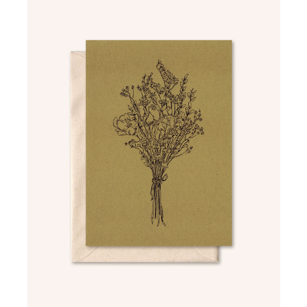 Bæredygtigt kort + kuvert | Buket blomster | Pap