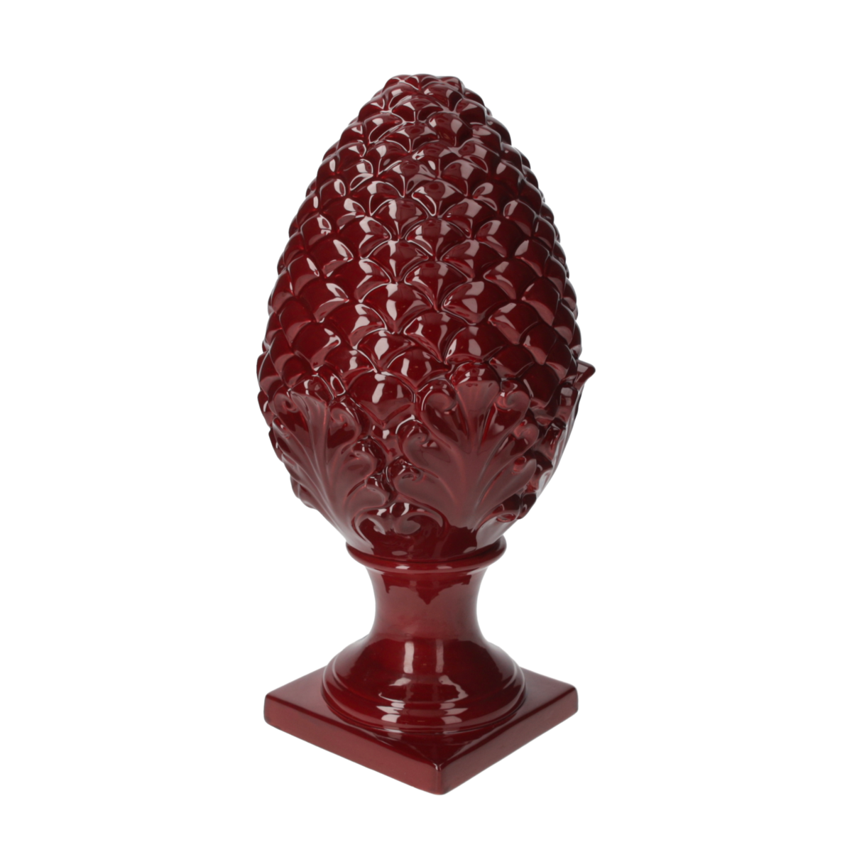 Decorative red ceramic pine cone H.50 cm