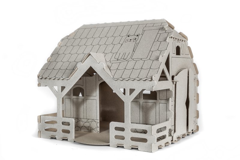 Casa Granja Constructora de cartón 3D, 5+, bricolaje, regalo para niños, set para colorear