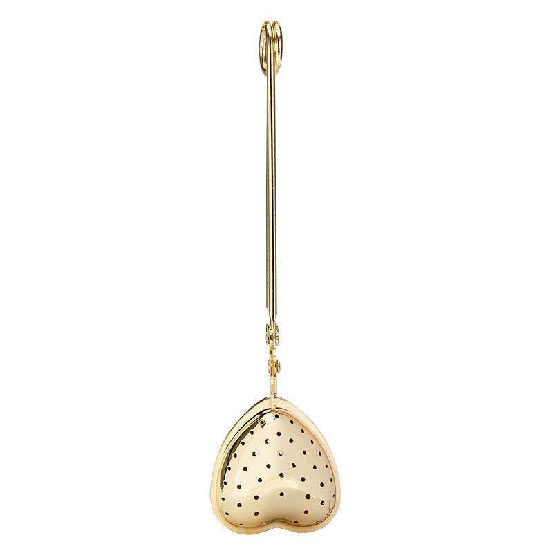 Tea tongs, tea filter, tea egg "heart" gold