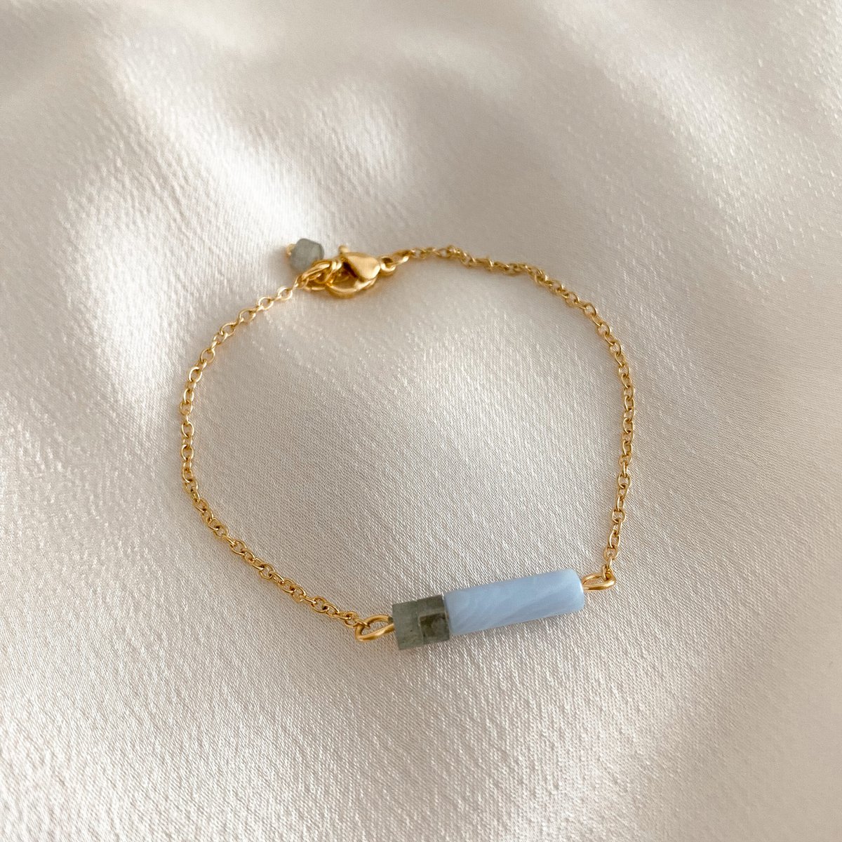 Bracelet Aquamarine and Labradorite - Gold