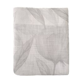 Rideau translucide, rideau imprimé numériquement en ruban multifonction (ruban fronceur ou serre-câble), allie motif floral et couleurs grises. Rideaux pour salon, chambre et cuisine.
