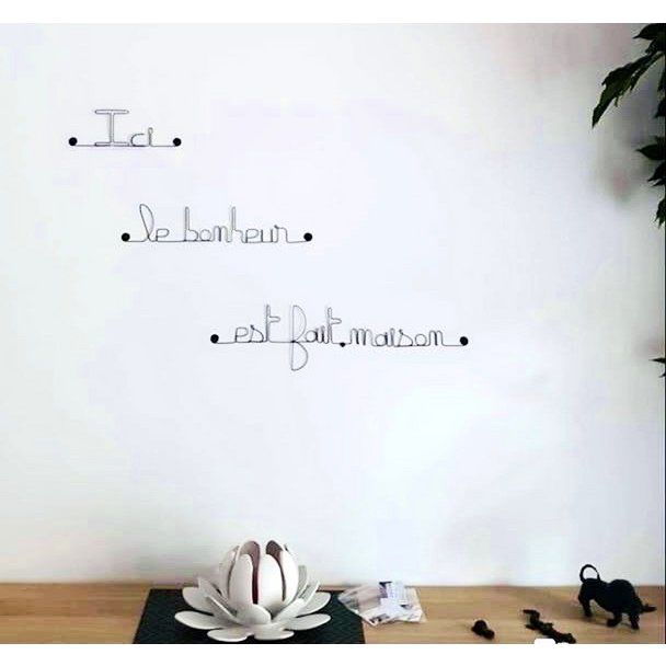 Metal Wall Decoration Quote "Here happiness is homemade" - to pin - Wall Jewelry