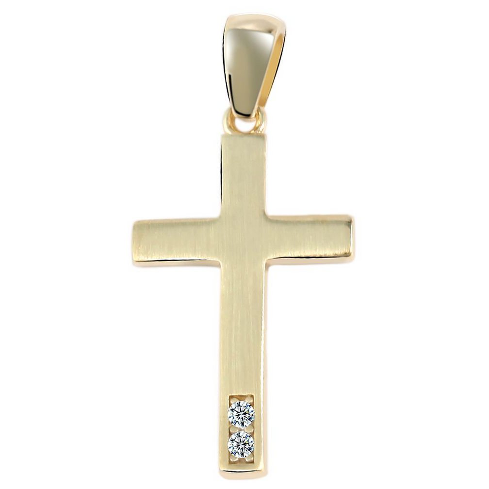 375/-Złota zawieszka "Jewel" bez łańcuszka, krzyżyk, lamówka, 9 karat, żółte złoto
