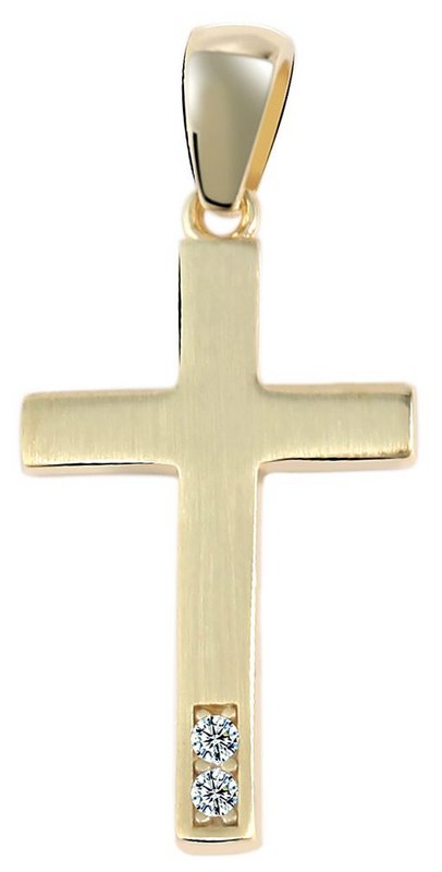 375/-Złota zawieszka "Jewel" bez łańcuszka, krzyżyk, lamówka, 9 karat, żółte złoto