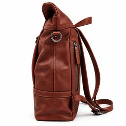 Rolltop Backpack Rucksack Leder Cognac