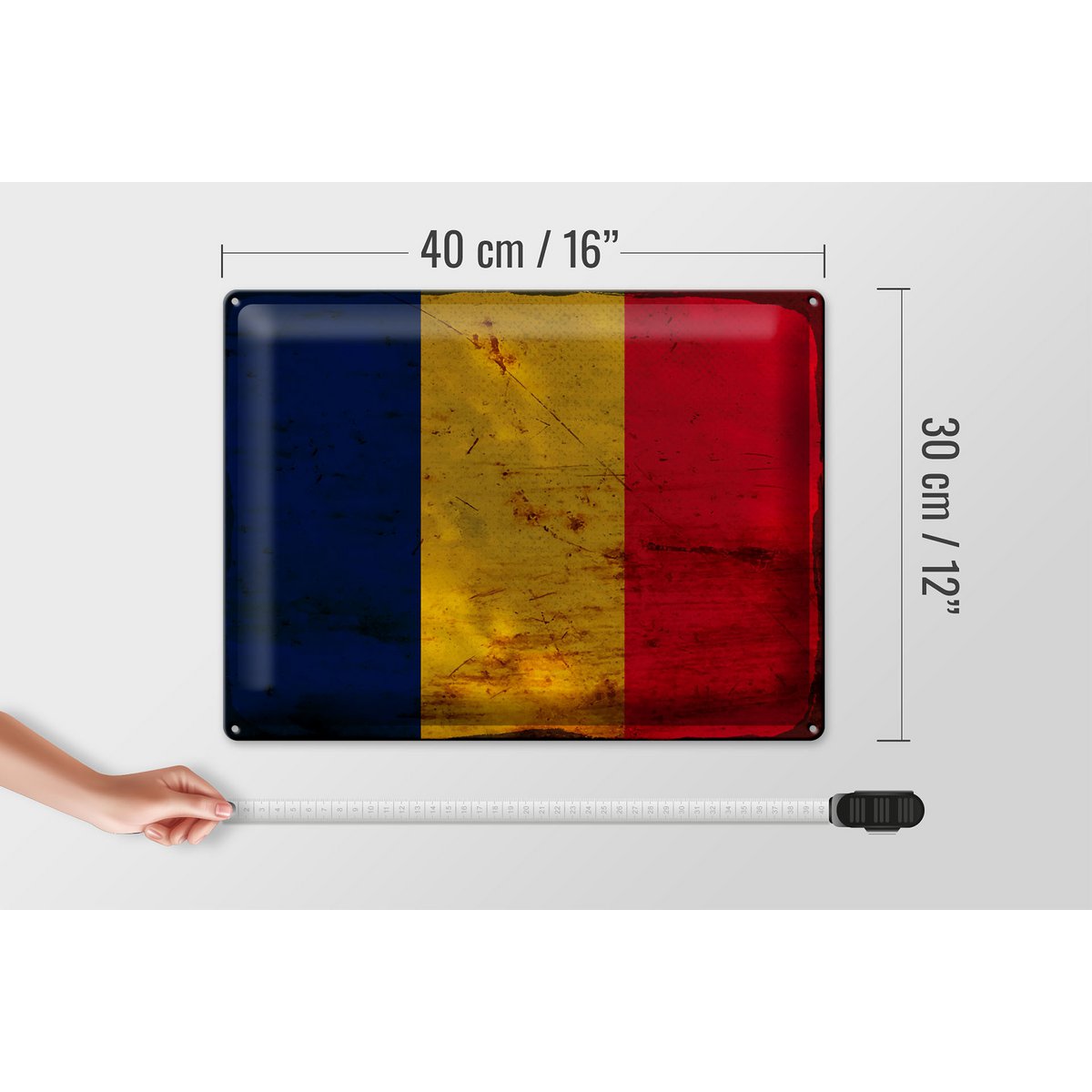 Tin Sign Flag of Chad 40x30cm Flag of Chad Rust