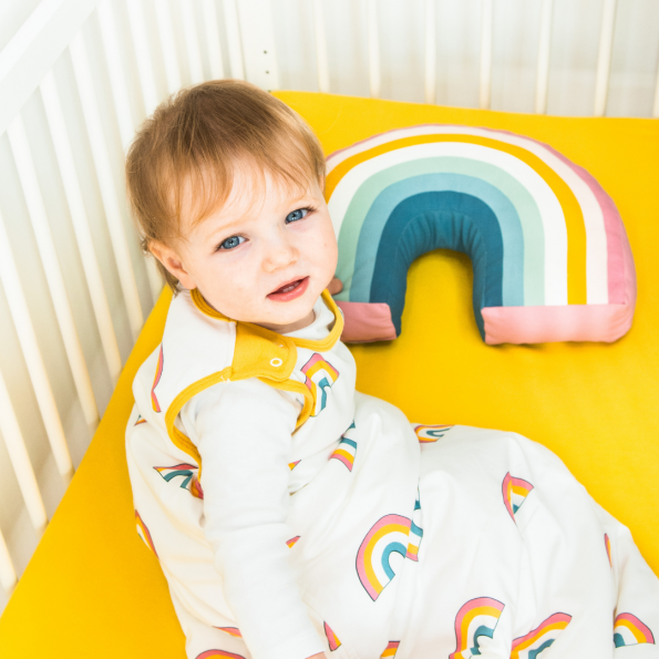 Babasac multi tog baby sleeping bag Rainbow Mustard trim