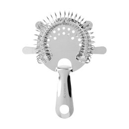 "Stainless steel cocktail strainer with fine mesh filter, professional bar tool for mixing drinks"