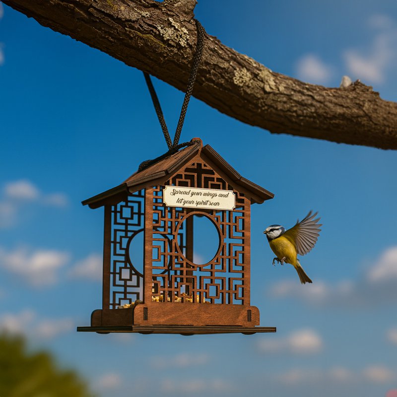 Mangeoire à oiseaux en bois pour petits oiseaux, décoration extérieure fonctionnelle pour jardins et patios