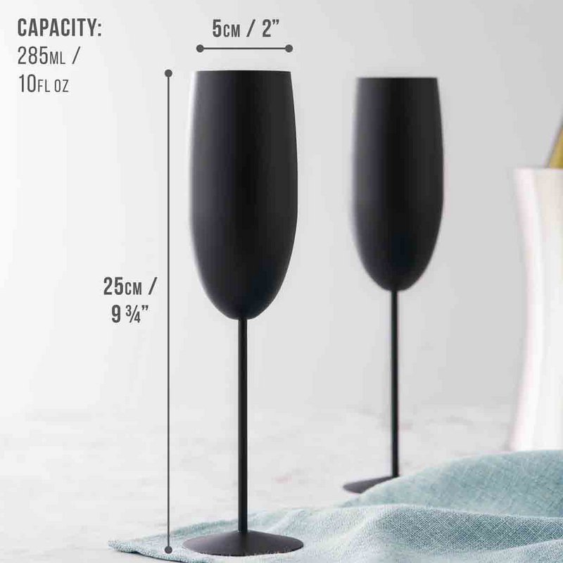 Champagne Flute black matt 4x28.5cl