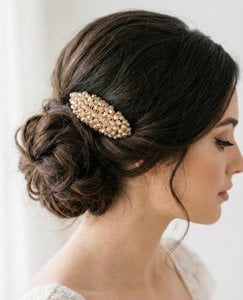 Light gold crystal hair comb for bridal hairstyles