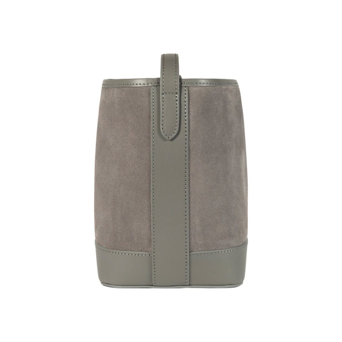 RB1031F | Bag damskiej w Brenda Bucket w prawdziwej skórze wyprodukowanej we Włoszech. Akcesoria jasne złote metal - szary kolor - wymiary: 25 x 23,5 x 17 cm