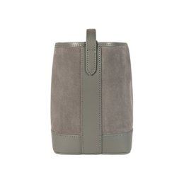 RB1031F | Women's bag in Brenda bucket in real leather made in Italy. Lucid gold metal accessories - Gray color - Dimensions: 25 x 23.5 x 17 cm