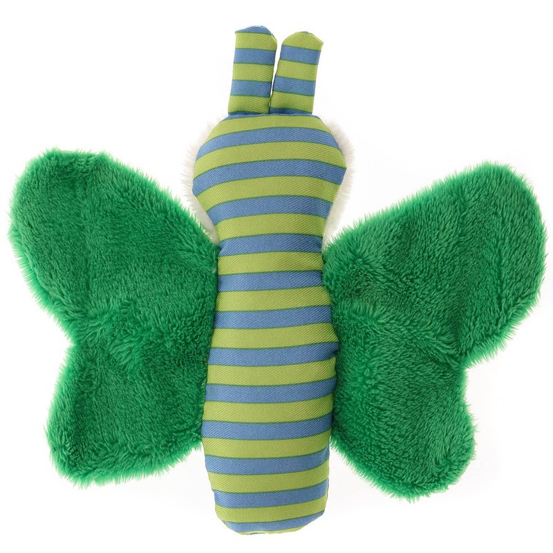 Butterfly green, red stars