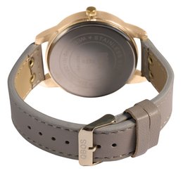 Zegarek unisex QBOS z paskiem z imitacji skóry, szary