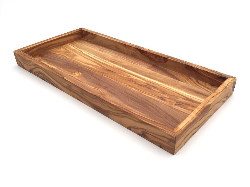 Estante rectangular L. 37 cm Tray Top en madera de olivo