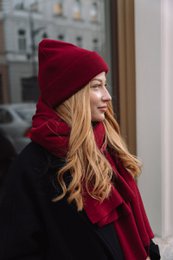 PENELOPE scarf – 100% merino wool – burgundy