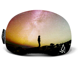 Milky Way Goggle Protect - Kids sunglasses with a silhouette of a person against a colorful night sky with the Milky Way visible.