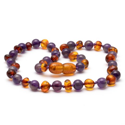 Baltische Bernstein & Amethyst Halskette 131