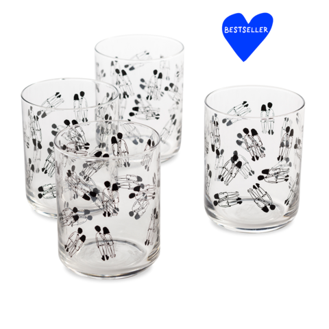 glasses naked couple back (set of 4)