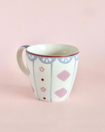 Handpainted Ceramic Coffee Mug With Lid - Floral Pattern, 385ml