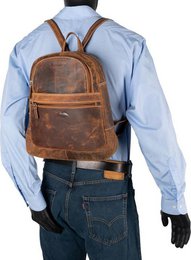 Stylish backpack of natural cognac buffalo leather - robust and versatile backpack, perfect for both daily use and adventurous outings.