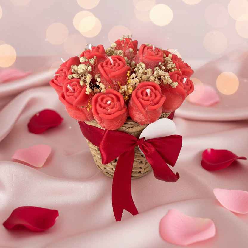 Bouquet de bougies roses – Cadeau parfait (poivre rose et rose)