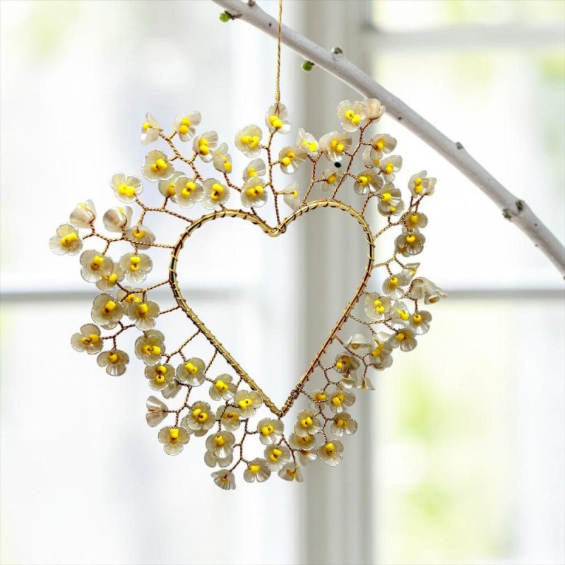 Decoratie SPARKLE Hart Bloem mint