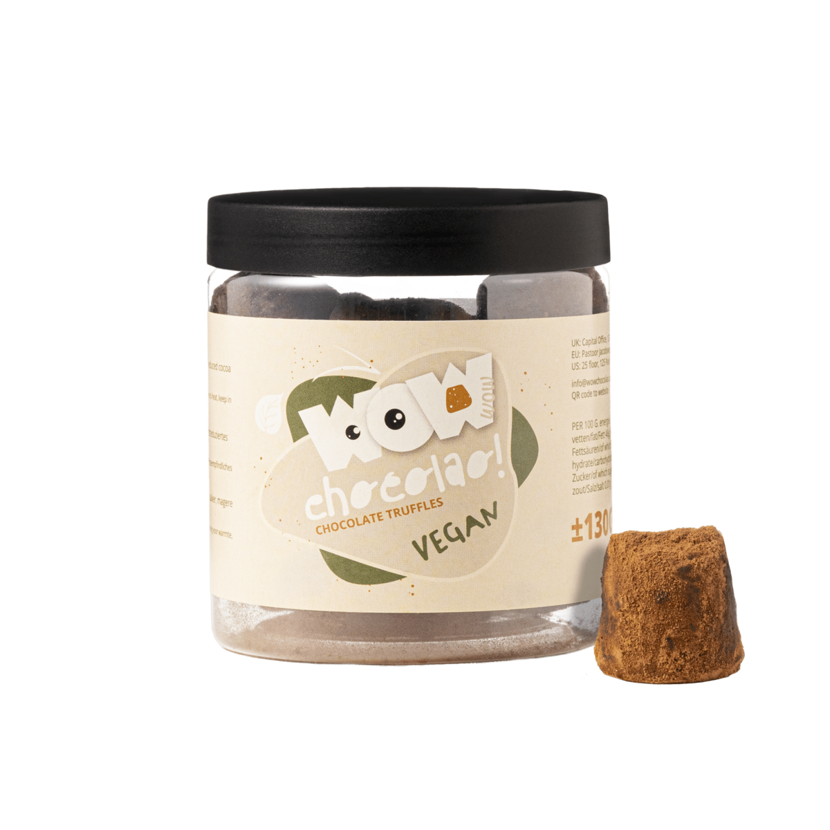 Vegansk chokoladetrøfler gavekrukke 130g | Mælkefri chokolade